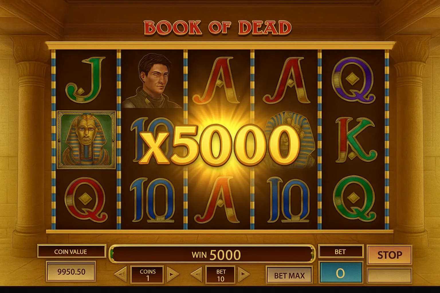 Explorer expansif full screen x5000 Book of Dead