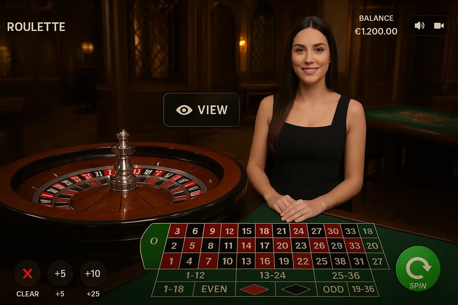 Vue multi-caméras Immersive Roulette avec sélection d'angles