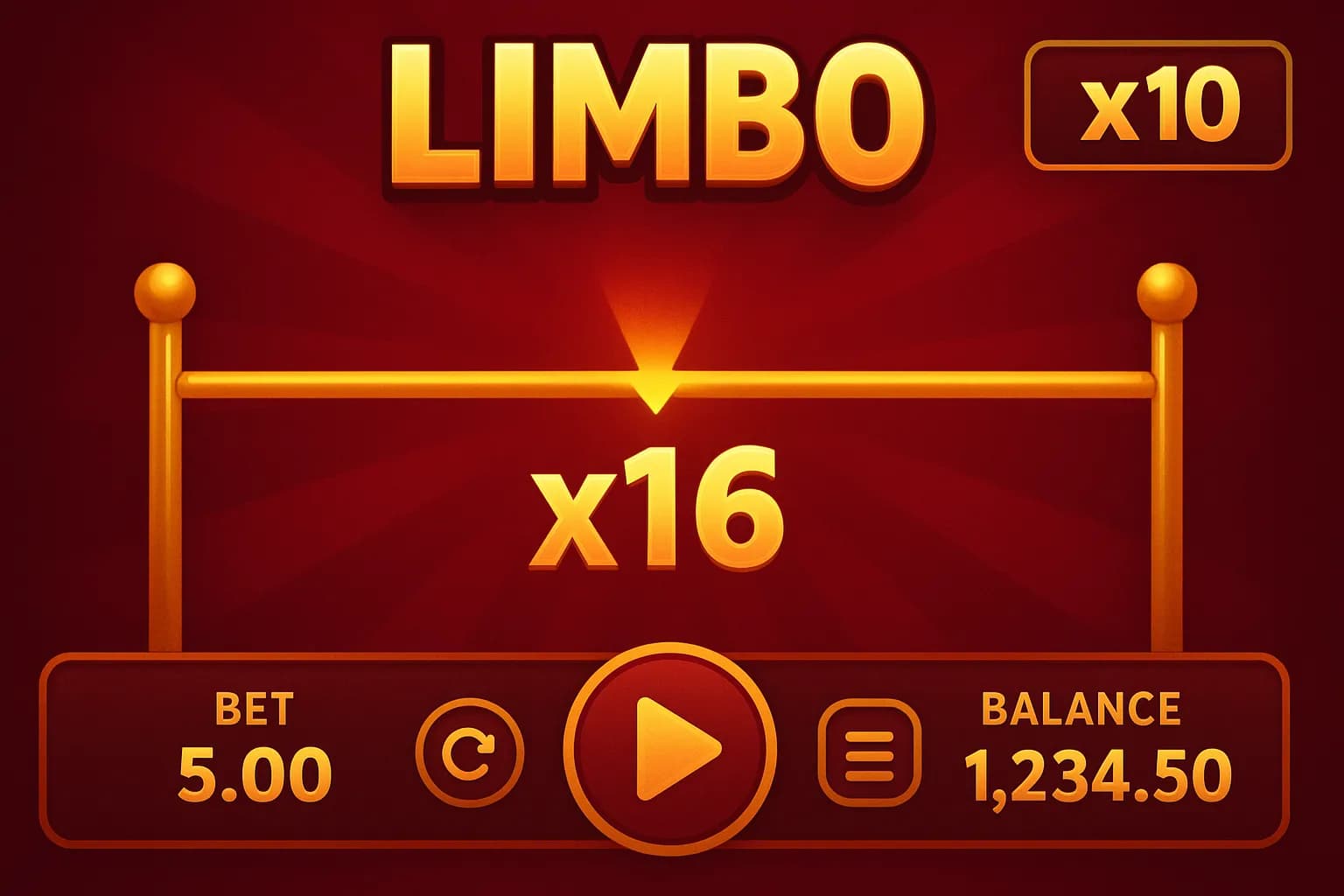 Interface principale de Limbo avec sélection du multiplicateur cible