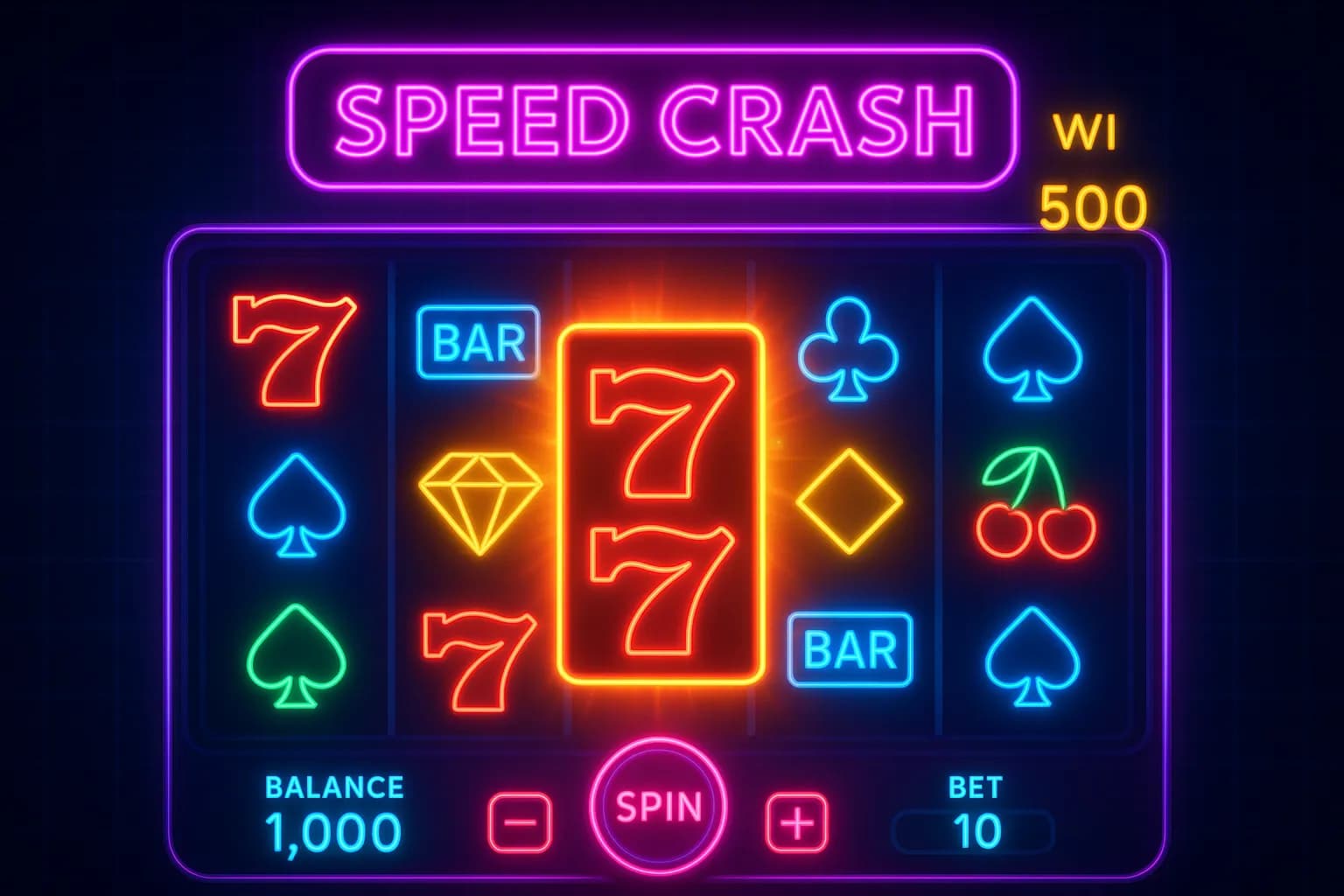 Interface Speed Crash avec design néon cyberpunk