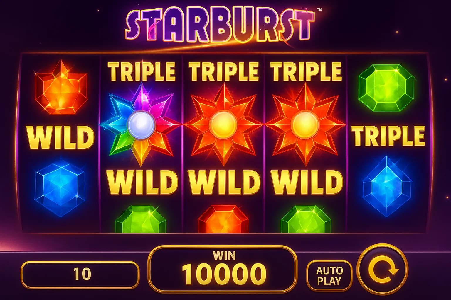 3 Wilds expansifs simultanés maximum Starburst